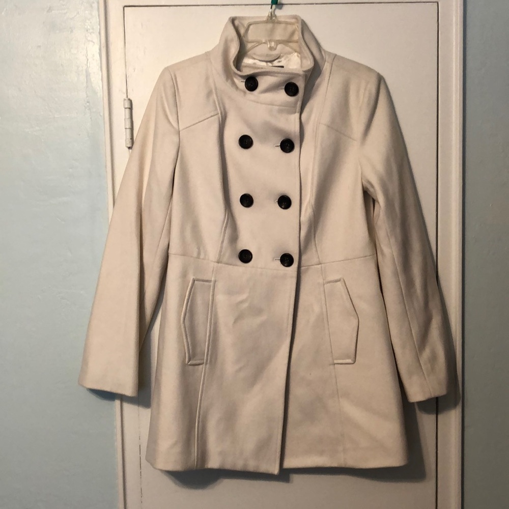 White pea coat jacket